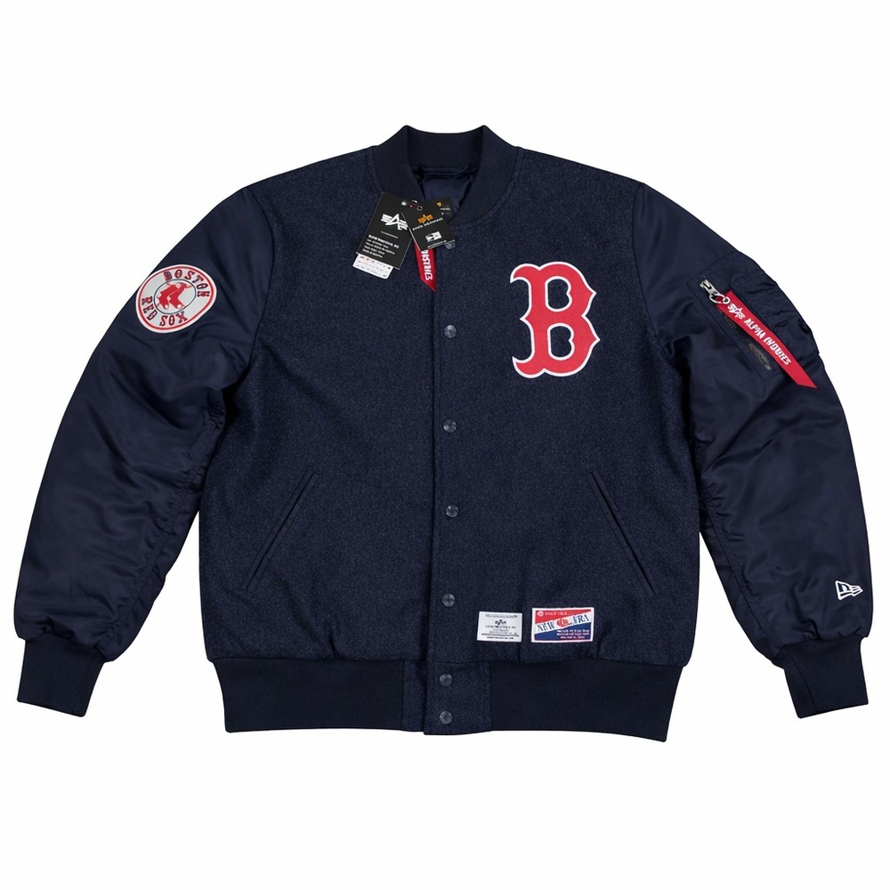 Boston Red Sox New‎ Era Alpha Industries MA-1 Wool Varsity Bomber Jacket Large
